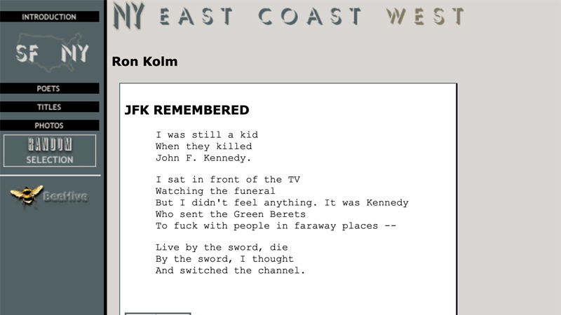 gallery image of NY/SF Poetry Collection: JFK Remembered