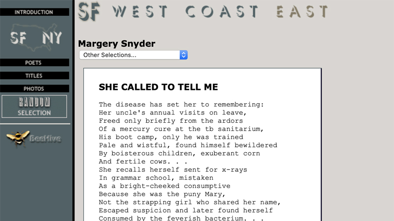 gallery image of NY/SF Poetry Collection: She Called to Tell Me