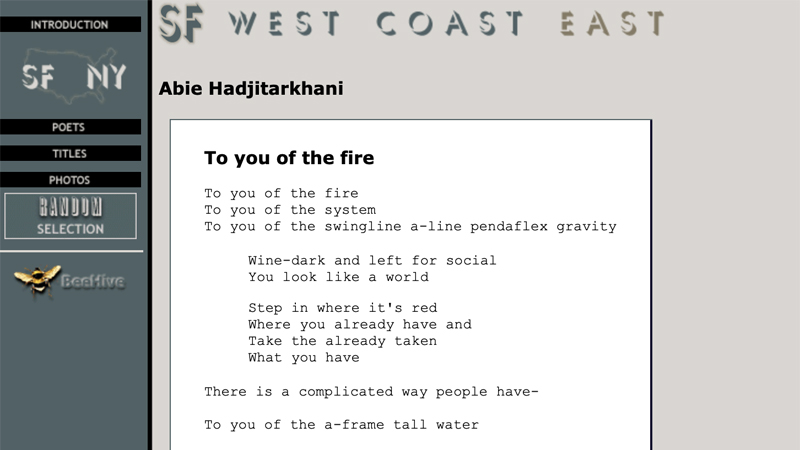 gallery image of NY/SF Poetry Collection: To You of the Fire