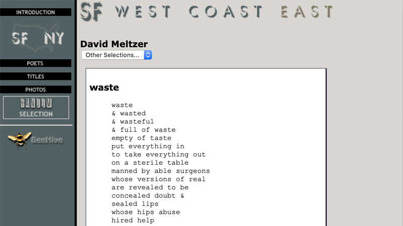 gallery image of NY/SF Poetry Collection: Waste