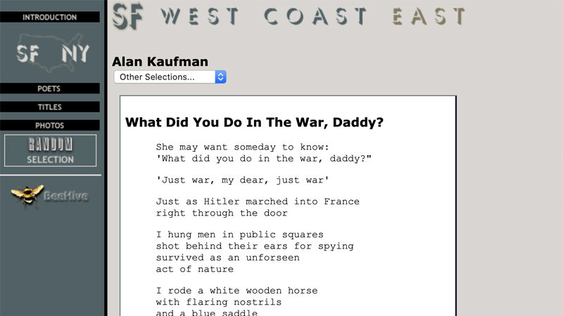 gallery image of NY/SF Poetry Collection: What Did You Do in the War, Daddy?