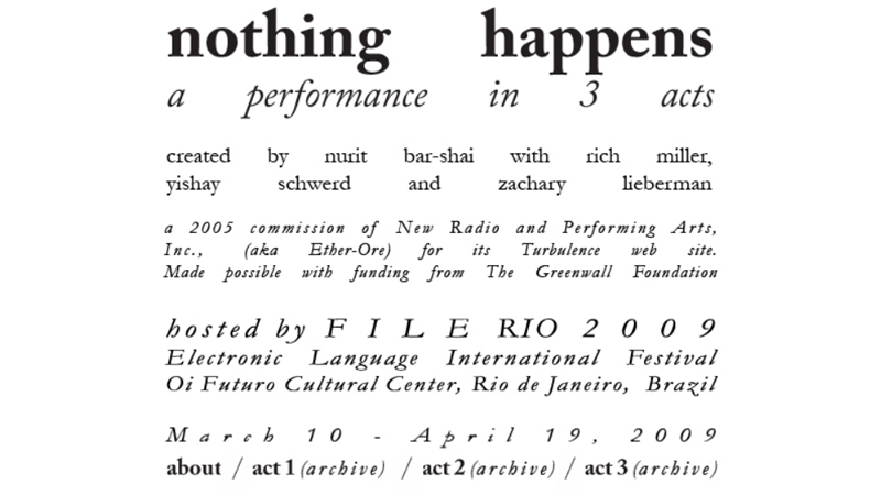 gallery image of Nothing Happens: a performance in three acts