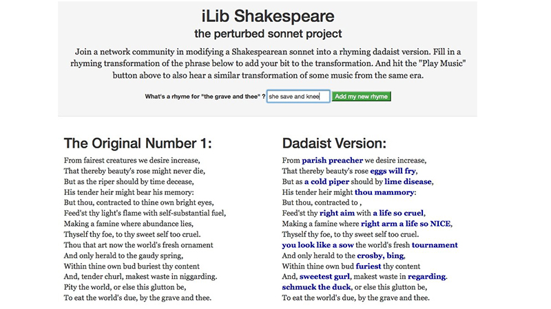 gallery image of iLib Shakespeare (a perturbed sonnet project)