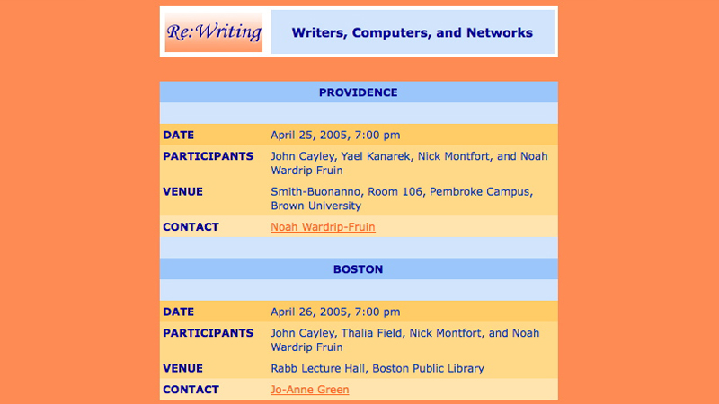 gallery image of (Re)Writing: Writers, Computers, and Networks II