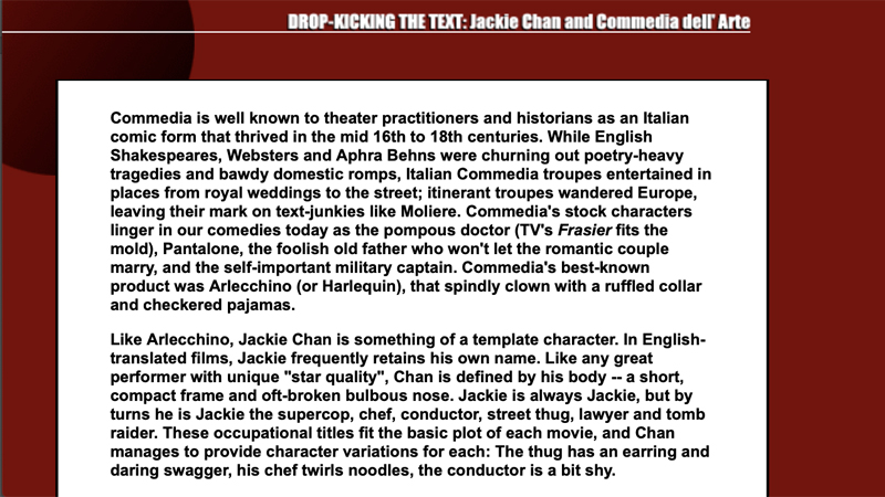 gallery image of Drop-Kicking The Text: Jackie Chan and Commedia dell'Arte