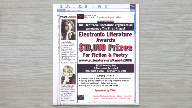 gallery image of 2001 Electronic Literature Awards Announcement