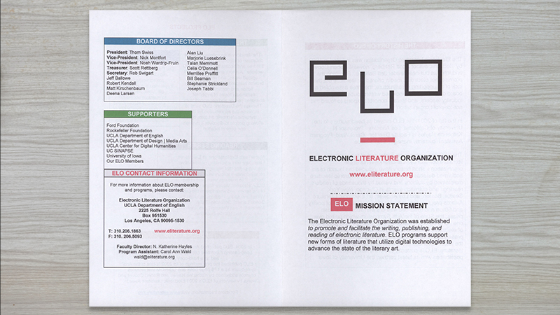 gallery image of Electronic Literature Organization Pamphlet ca. 2005