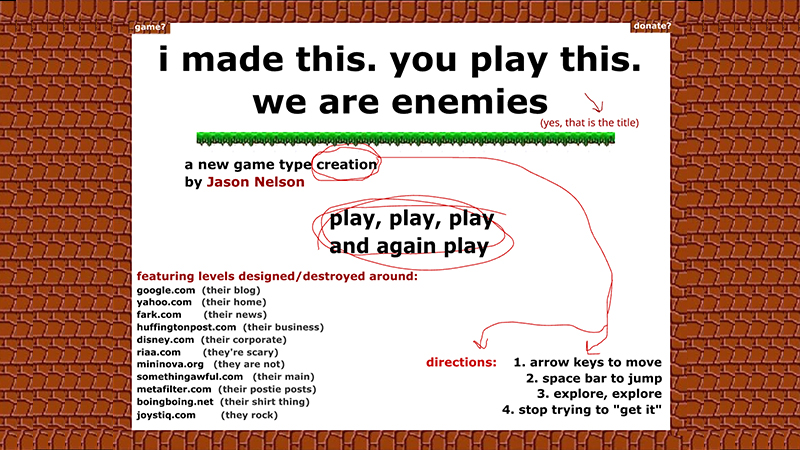 gallery image of i made this. you play this. we are enemies.