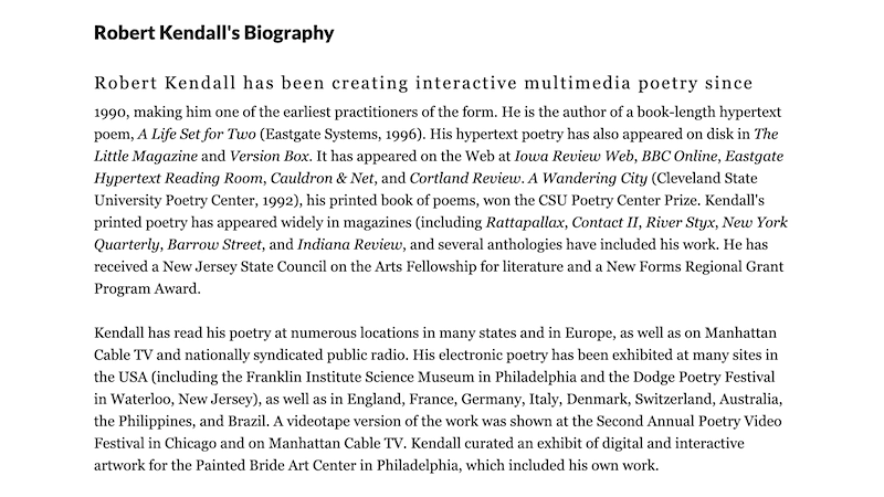 gallery image of Rebooting Electronic Literature, Volume 1 Chapter 6: Rob Kendall's 