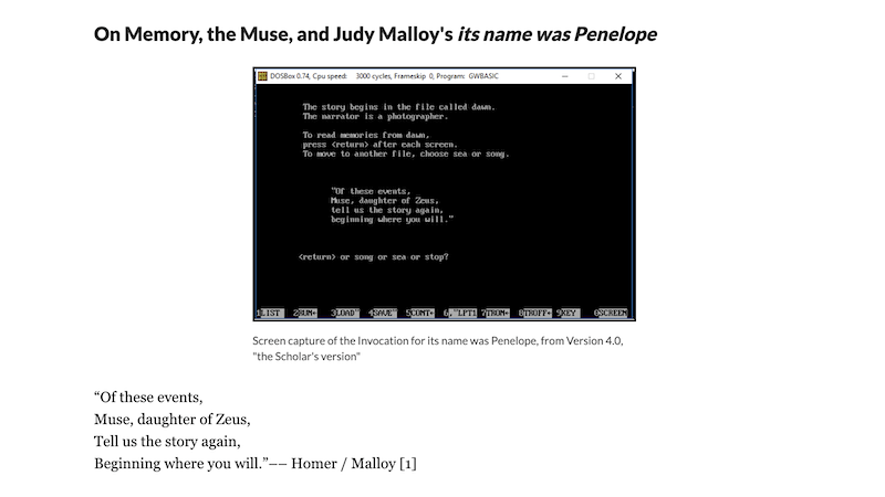 gallery image of Rebooting Electronic Literature, Volume 1 Chapter 7: Judy Malloy's 