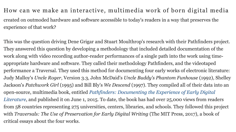 gallery image of Rebooting Electronic Literature, Volume 2 Chapter 1: Introduction