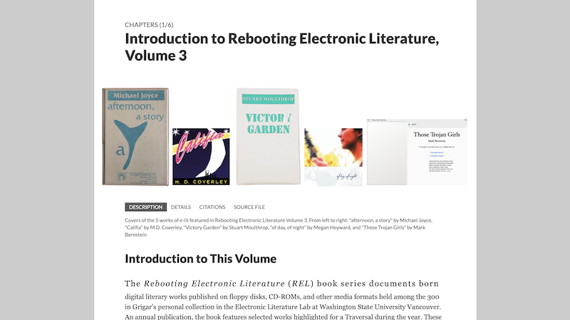 gallery image of Rebooting Electronic Literature, Volume 3 Chapter 1: Introduction