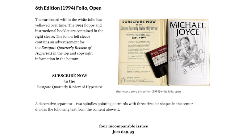 gallery image of Rebooting Electronic Literature, Volume 3 Chapter 2: Michael Joyce's 