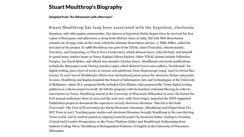 gallery image of Rebooting Electronic Literature, Volume 3 Chapter 4: Stuart Moulthrop's 