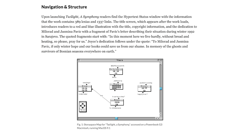 gallery image of Rebooting Electronic Literature, Volume 4 Chapter 3: Michael Joyce's 