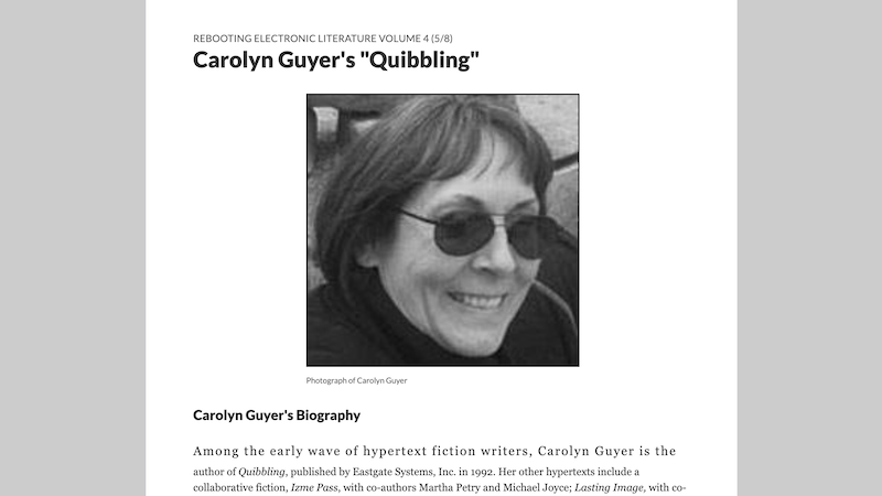 gallery image of Rebooting Electronic Literature, Volume 4 Chapter 5: Carolyn Guyer's 