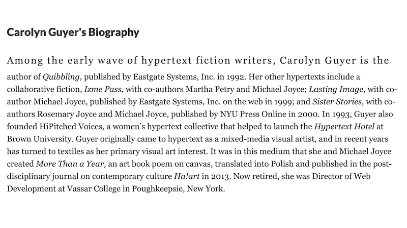 gallery image of Rebooting Electronic Literature, Volume 4 Chapter 5: Carolyn Guyer's 