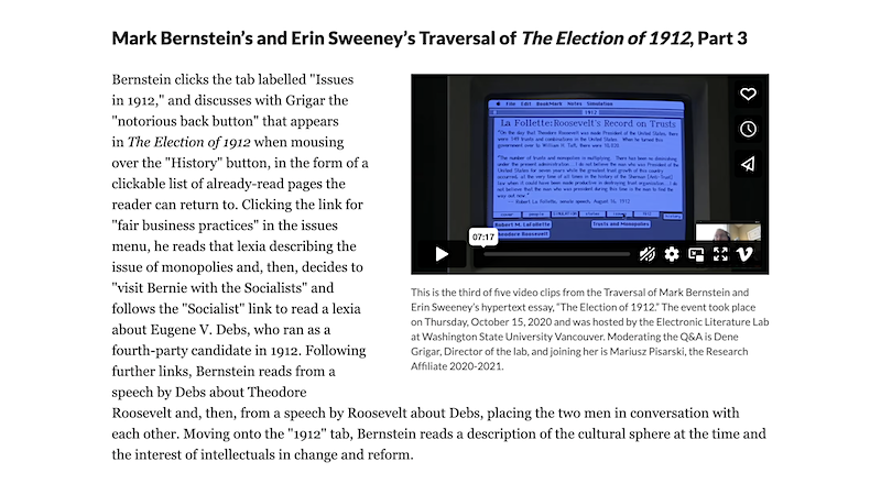 gallery image of Rebooting Electronic Literature, Volume 4 Chapter 6: Mark Bernstein & Erin Sweeney's 