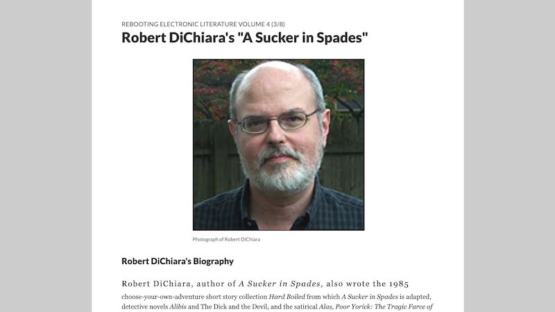 gallery image of Rebooting Electronic Literature, Volume 4 Chapter 7: Robert DiChiarra's 