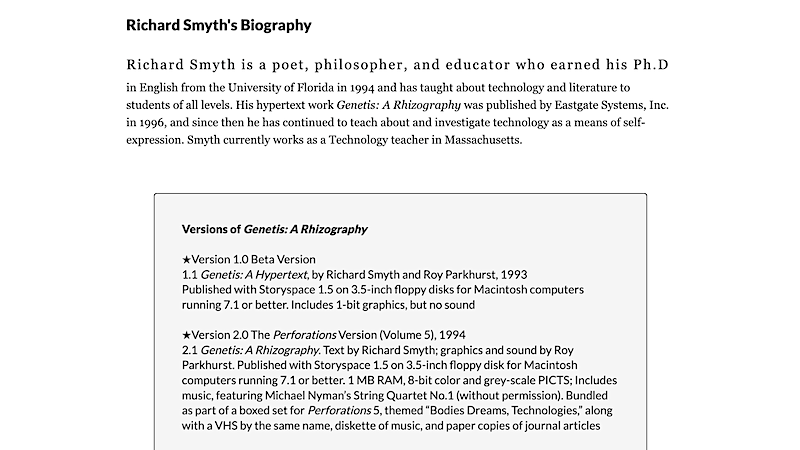 gallery image of Rebooting Electronic Literature, Volume 4 Chapter 8: Richard Smyth's 