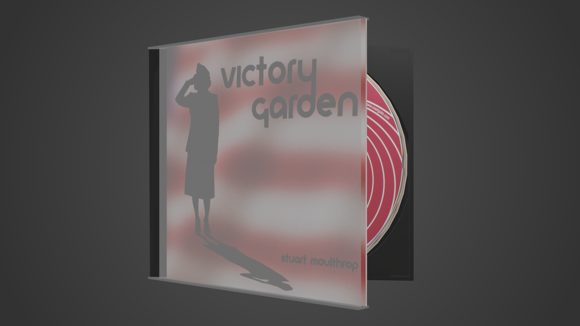 A 3D model of the Victory Garden CD-ROM and jewel case