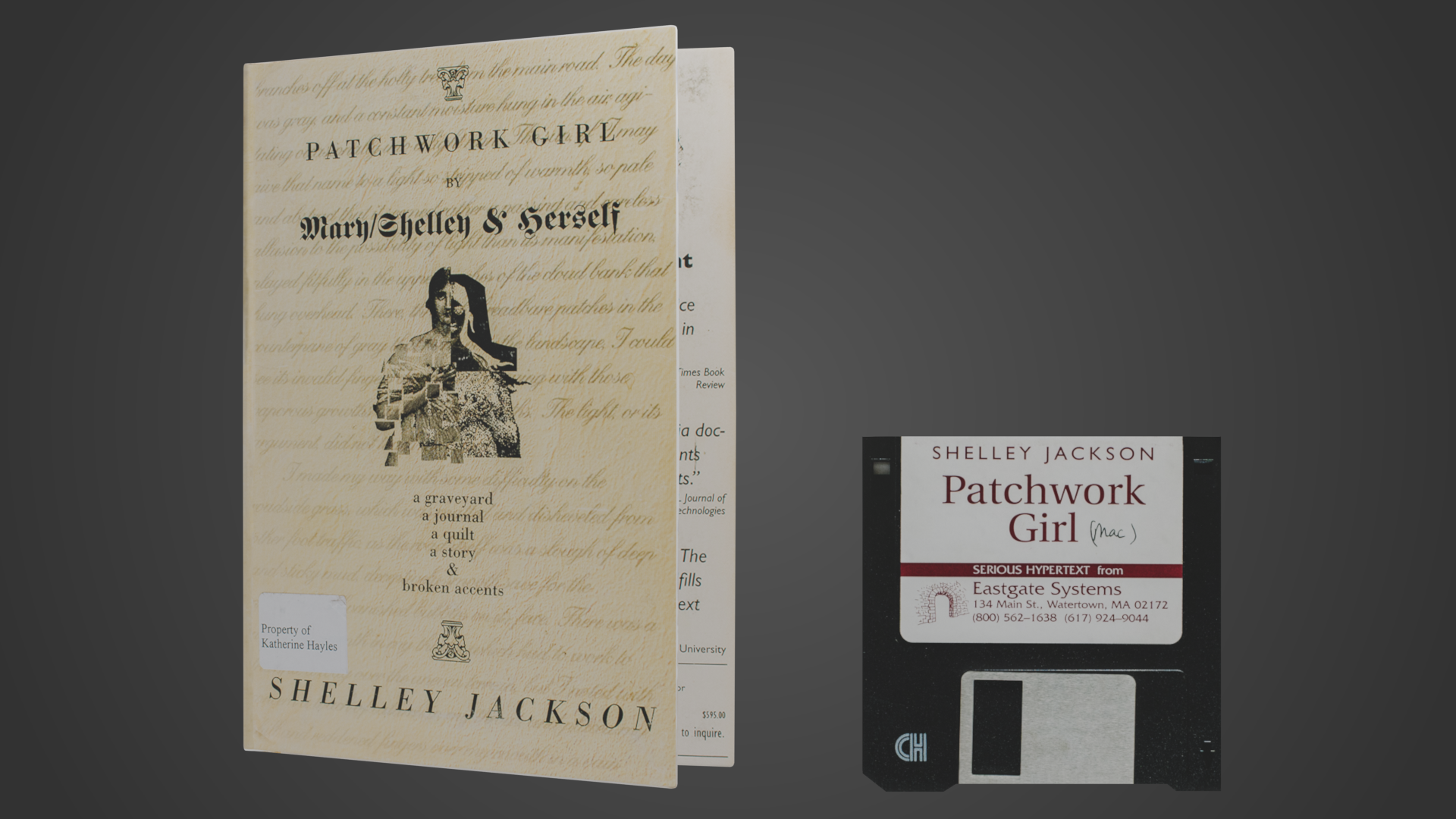 A 3D model of the Patchwork Girl folio and floppy disk